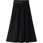 Jupe plisse femme taille lastique amoune - noir - longueur 77cm - coupe trapze