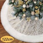 Jupe de sapin de noel 122 cm grande branches dor luxe tapis de sapin de nol cache pied sapin de noel ...