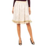 Jupe taille haute lastique pour femme avec doublure en mousseline jwkg01 - beige