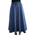 Jupe trapze en jean bleu vintage pour femme - bininbox - taille s  xl - couleur bleu