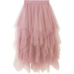 Jupes en tulle pour femmes tutu de fe mi - long jupe taille haute lastique superpose en maille