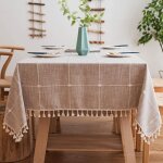 Jupvierge nappe de table rectangulaire en coton et lin � carreaux gland coton couverture de table en ...