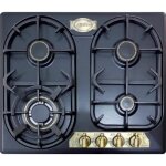 Table de cuisson  gaz - kaiser - empire - 60cm - 4 brleurs - emaill noir - wok turbo