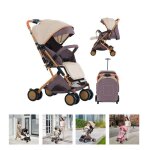 Kaki poussette l�g�re pliable pour b�b� willonin� poussette compacte canne avec pieds dor� position allong�e ...