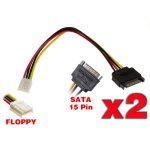 Kalea - informatique lot de 2 cordons adaptateurs alimentation sata 15 m�le vers floppy (=mini molex) ...
