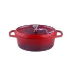Kamberg - cocotte � 26 cm ovale rouge flamm�e - fonte daluminium - rev�tement pierre - tous feux dont ...