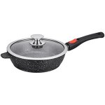 Kamberg - sauteuse 28 cm - fonte daluminium - rev�tement type pierre - couvercle en verre - tous feux ...