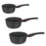 Kamberg - set 3 casseroles 16 - 18 - 20 cm - fonte daluminium - rev�tement type pierre - tous feux dont ...