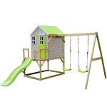 Kangui maison de jardin enfant ext�rieurs avec plateforme toboggan et double balan�oire - toit �tanche ...
