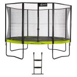 Kangui - trampoline de jardin 365 cm + filet de s�curit� + �chelle punchi vert 360