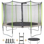 Kangui - trampoline de jardin 365 cm + filet de s�curit� + �chelle + b�che de protection + kit dancrage ...