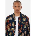 Chemise bleue fleurie homme - kaporal - chill - manches longues - regular - col chemise