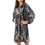 Kaporal robe fille fairy fleurie noire manches courtes crochet et perles