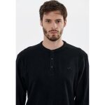 T - shirt noir homme 100% coton - kaporal - tins - manches longues - col tunisien
