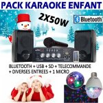 Karaoke bluetooth usb + micro + ampli + enceintes + lampe jeux de lumiere pa dj sono famille nel cadeau ...