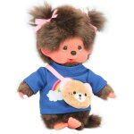 Poupée - sekiguchi - monchhichi fille kawai - 20 cm - corps souple - sac ours Poupée - sekiguchi - monchhichi fille kawai - 20 cm - corps souple - sac ours