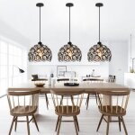 Kawoo lot de 3 suspension luminaire industriel noir lampe plafonnier vintage en cristal m�tal designe ...