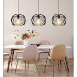 Kawoo 3pcs lustre salonlampe suspension luminaire industrielle retro en cage pour chambre cuisine