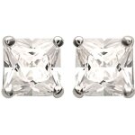 Kbc - boucles d oreilles clous argent 925 rhodie zirconium carre 6mm