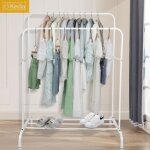 Portant � v�tements kedia avec double barres extensibles et rangements inf�rieurs - blanc - porte - manteau ...