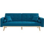 Kelly canap� droit convertible 3 places - tissu bleu - l 216 x p 78 x h 85 cm