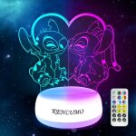 Kenlumo lampe stitch nol enfant cadeau lampe de chevet led tlcommande touchez pour changer decouleur ...
