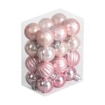 Kentop boules de nol rose petit 24pcs 3cm plastique dco de  suspendre de sapin briller givr diamant ...