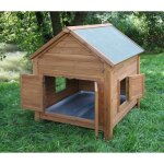 Abri bois pour poules et lapins - kerbl - 105x100x108cm - toit bitum� ouvrant - bac zingu� - enclos adaptable ...