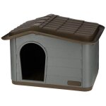 Kerbl niche extrieure en plastique pour chats ou chien taille m - 75 x 59 x 55 cm - gris et marron - ...