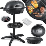 Kesser� gril �lectrique gril de table 2�en�1 barbecue sur gril avec couvercle et pieds