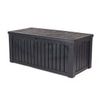 Keter coffre de rangement rockwood en rsine durable et rsistante aux intempries graphite 570l - 155x72. ...