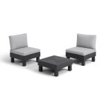 Keter - lot 2 fauteuils et table basse elements - anthracite
