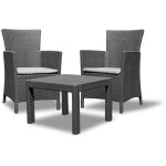 Keter salon de jardin rosario 2 fauteuils et table aspect rotin résistant aux intempéries graphite Keter salon de jardin rosario 2 fauteuils et table aspect rotin résistant aux intempéries graphite