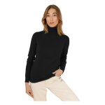 Pull femme - ki & love - noir - manches longues - col roul� - maille fine