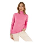 Ki & love - pull femme manches longues - pull col roul couleur rose.