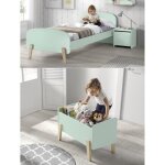 Kiddy chambre enfant compl�te style scandinave en bois pin massif et mdf laqu� vert menthe - l 90 x l ...
