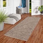 Tapis long couloir - pergamon - kilim easy - coton 100% - marron mouchet� - 70x250 cm