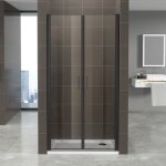 Kimiblack porte de douche battante h 180 cm noir mat largeur r�glable 94 � 97 cm verre transparent