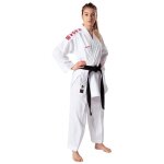 Kimono karat homologu wkf kwon supralite - blanc / rouge - 160 cm
