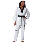 Kimono taekwondo kwon victory - blanc / noir - 180 cm