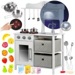 Cuisine en bois vintage pour enfants avec lumi�re sons et accessoires fruits et l�gumes � d�couper (gs0058 ...