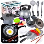 Set de cuisine pour enfants - kinderplay - kp6811gry - plaque  induction - autocuiseur - accessoires ...