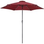 Kingsleeve� parasol de jardin ext�rieur led solaire 270cm rouge pare - soleil inclinable avec manivelle ...
