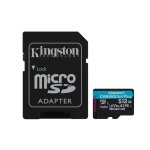 Kingston technology scheda microsdxc 512gb 200mb / s u3 v30 a2 canvas go plus