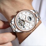 Kinyued montres homme montre mcanique creuse automatique  volant - lumineux - acier inoxydabl - dor ...