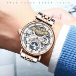 Kinyued montre homme nouveau - squelette homme affaires montre - bracelet chrono / lune phase / semaine ...