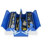 Kinzo coffret doutils - bote mtallique - 64 pices - acier cr - v - bleu