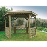 Kiosque hexagonal - solid - pavilion 3517x3054cm - bois de pin trait - treillis dcoratifs