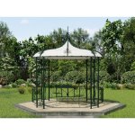 Kiosque de jardin en m�tal fa�on fer forg� d300 x h305 cm - vert - tilcara