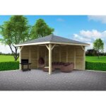 Kiosque solid combination - pin du nord certifi - 437x347cm avec simple paroi